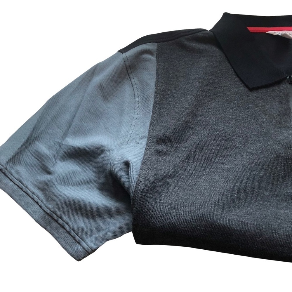 Calvin Klein Tri-colour Quarter-zip Pima Cotton Short Sleeve Shirt - Size L - Picture 5 of 7
